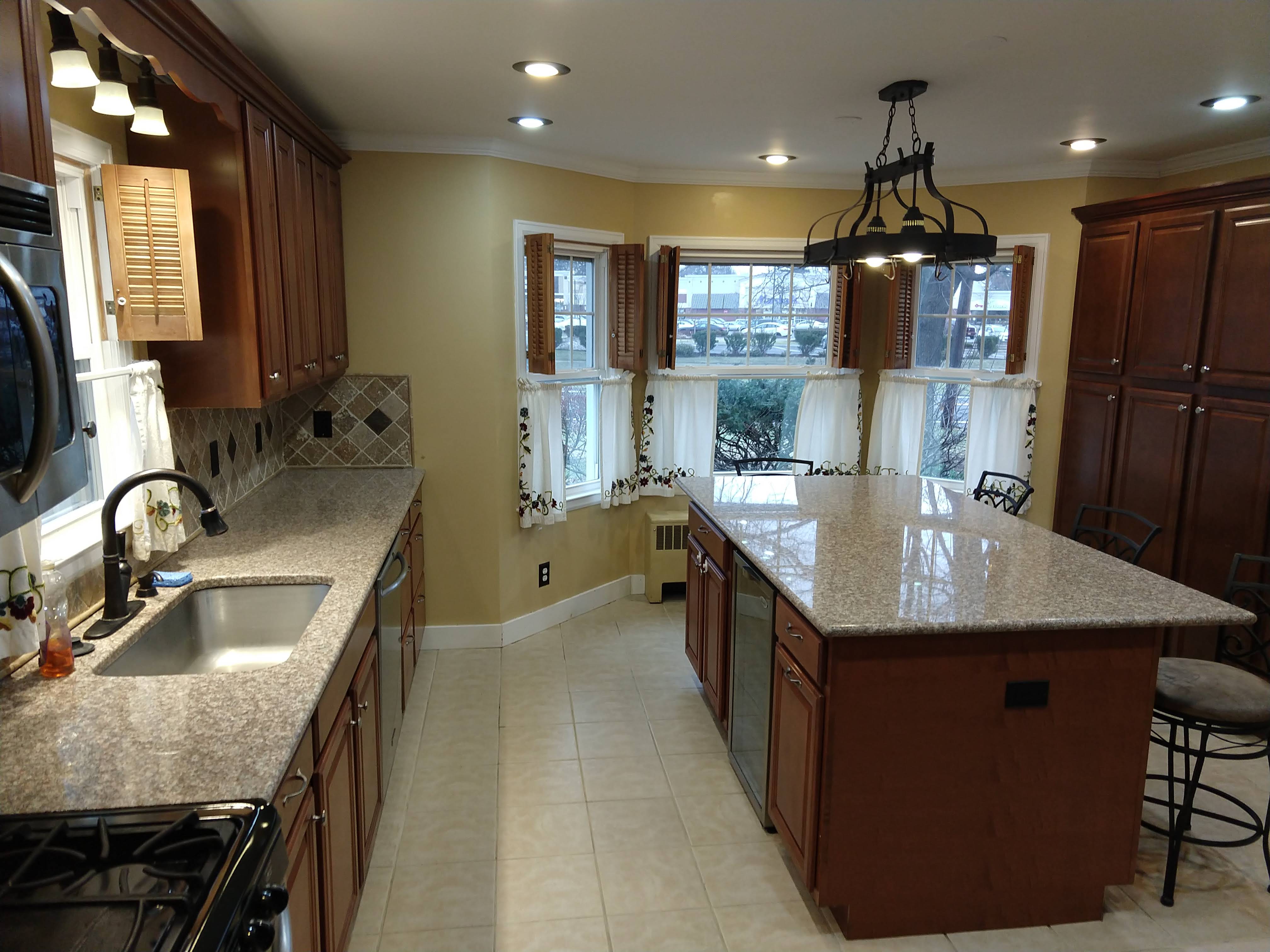 Kitchen island and dining area